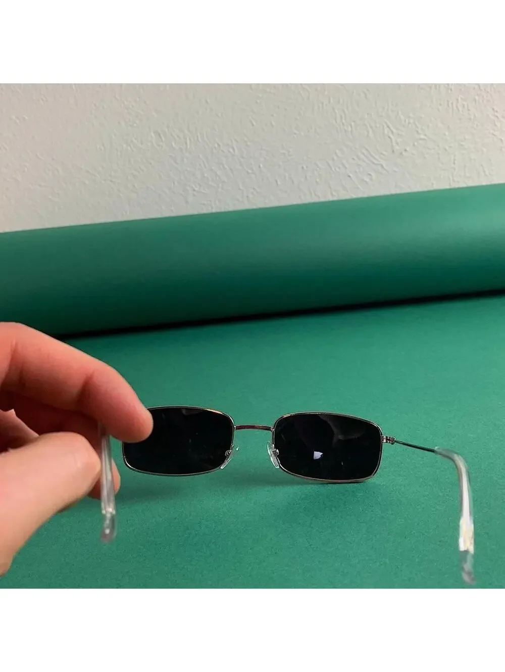 Y2k 90s 2000s vintage unique slim style silver mirror lense sunglasses. Silver